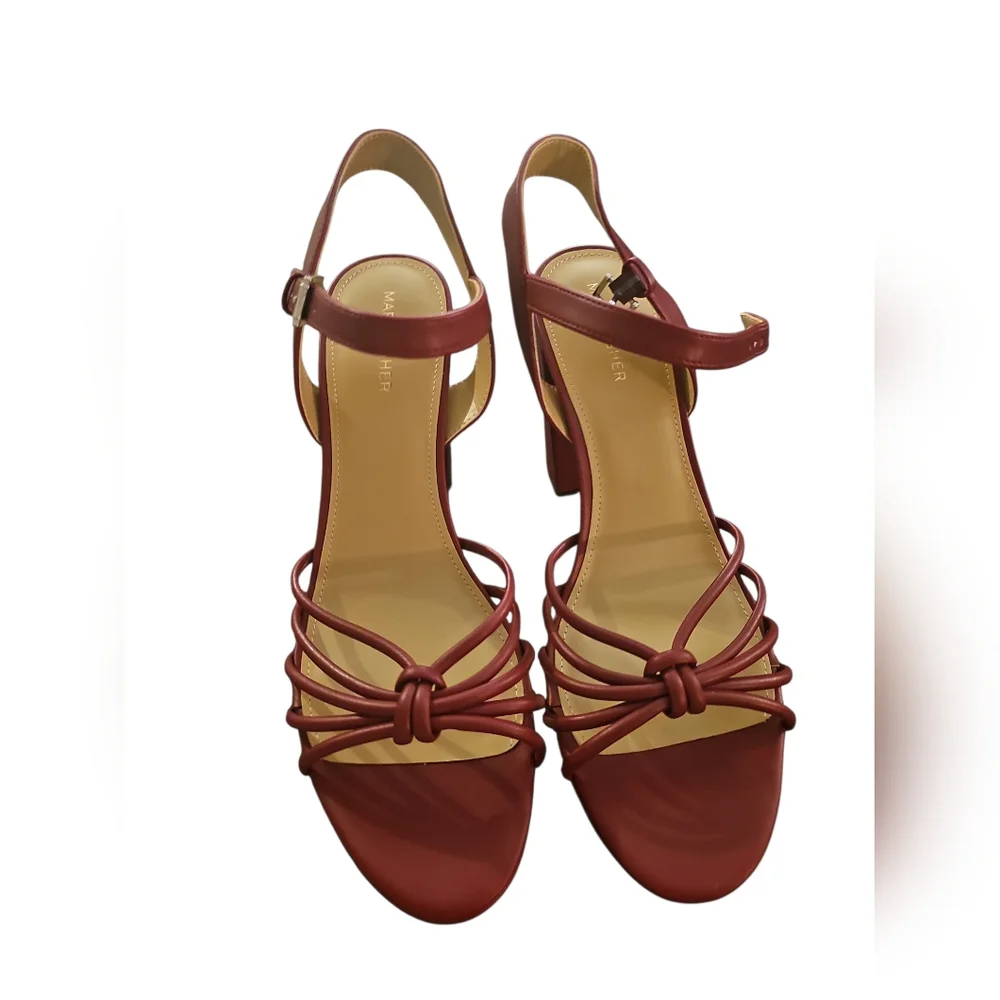 Marc Fisher Dessa Knot-Strap Platform Heeled Sandal - Burgundy Sz 11 New SH296